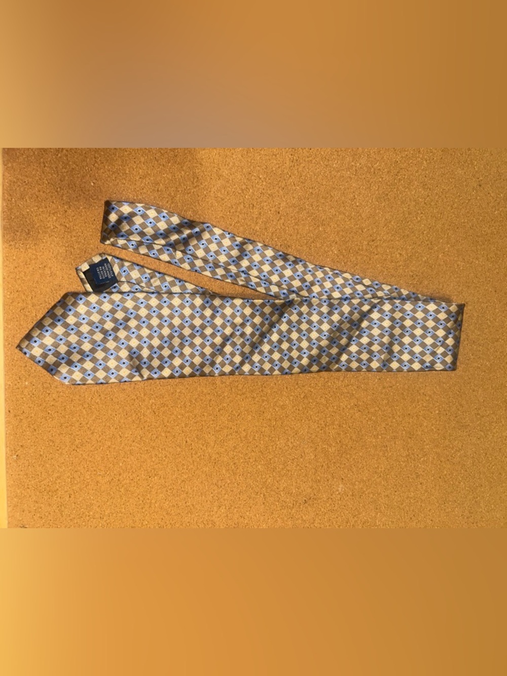 Classic Geometric Silk Tie in Light Blue and Brown - Men's Accessory